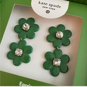 New in Box Kate Spade Emerald Green Floral Earrings Never Opened or Worn
